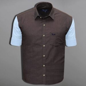 Jack Vault Regular Fit Full Sleeves Premium Men's Cotton Shirt - Brown & White