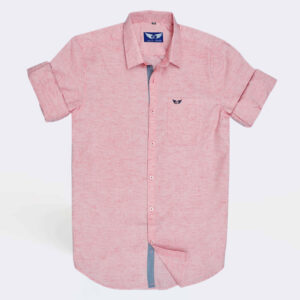 Jack Vault Regular Fit Full Sleeves Linen Finish Men's Cotton Shirt - Cotton Candy Pink