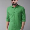 Jack Vault Regular Fit Full Sleeves Solid Men's Cotton Shirt - Sap Green