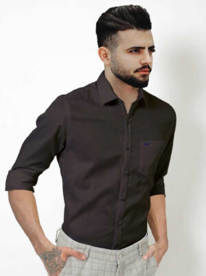 Jack Vault Regular Fit Full Sleeves Solid Men's Cotton Shirt - Textured Black