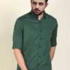Jack Vault Regular Fit Full Sleeves Solid Men's Cotton Shirt - Dark Green