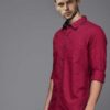 Jack Vault Regular Fit Full Sleeves Solid Men's Cotton Shirt - Red Denim