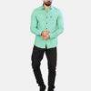 Jack Vault Regular Fit Full Sleeves Solid Men's Cotton Blend Shirt - Textured Lime Green