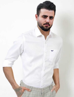 Jack Vault Regular Fit Full Sleeves Solid Men's Cotton Shirt - Textured White