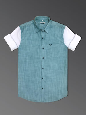 Jack Vault Regular Fit Full Sleeves Printed Men's Cotton Shirt - Green White