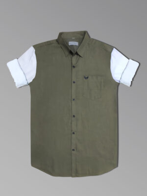Jack Vault Regular Fit Full Sleeves Printed Men's Cotton Shirt - Beige and White