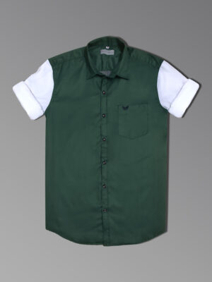 Jack Vault Regular Fit Full Sleeves Printed Men's Cotton Shirt - Green and White